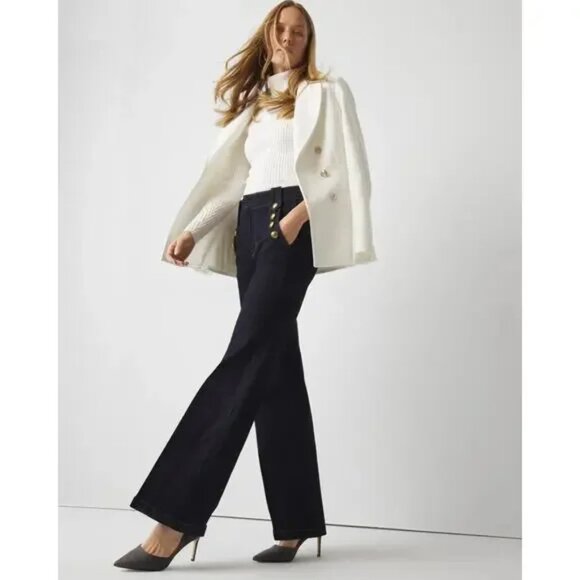 White House Black Market | High-Rise Mariner Wide-Leg Dark Wash Jeans | 10 - Picture 16 of 16